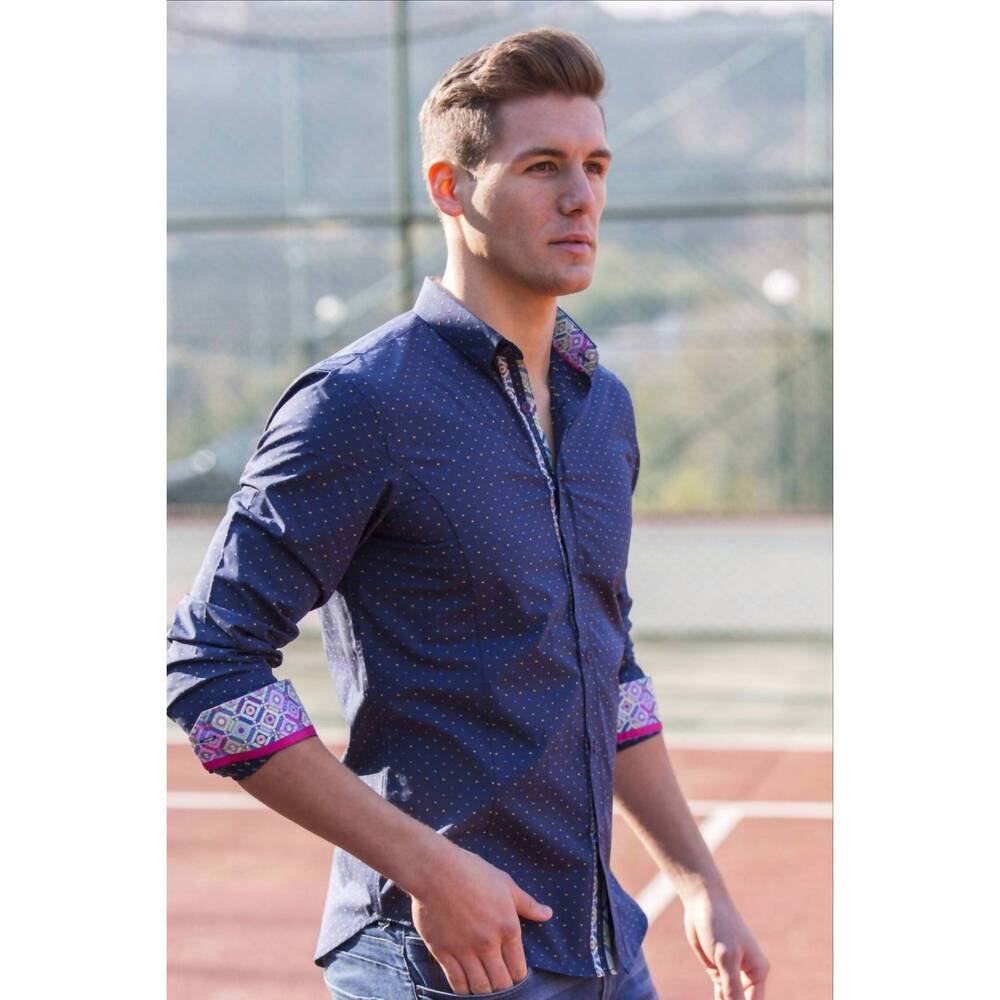 NEW EIGHT X fill coupe dots shirt in navy